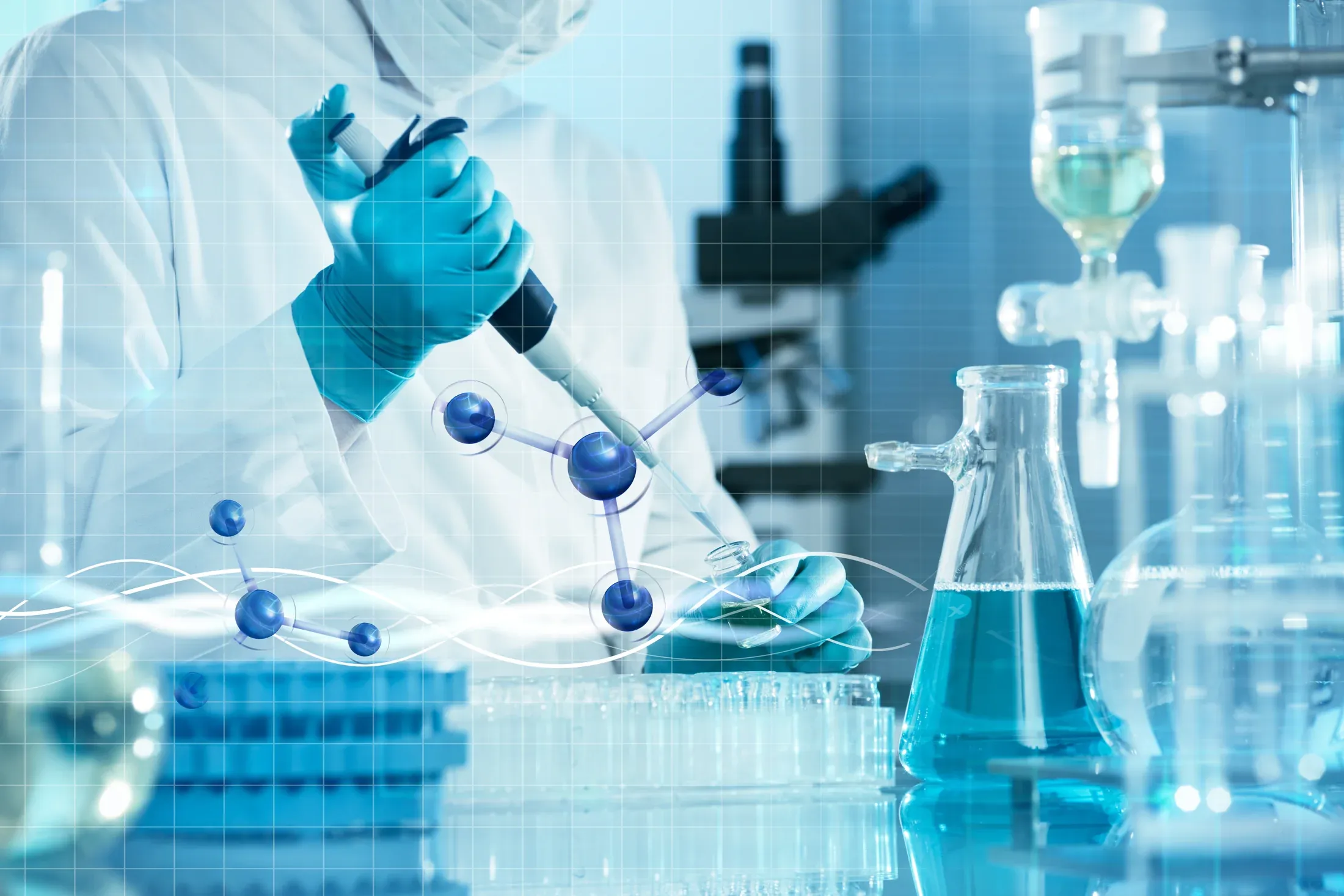 Pipette work in a laboratory — illustrative technical image